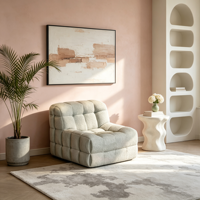 Fauteuil de salon moderne VERNSSY, capitonné en tissu gaufré, à compression, une place, courbé, rembourré, écologique, pour salon, hôtel, appartement, villa