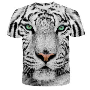 Bloom Men Women <span class=keywords><strong>White</strong></span> tiger lion Wolf 3d stamping t-Shirt a manica corta con animali 3D - Product Image 1