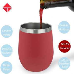 Vente directe usine – Gobelet isotherme réutilisable en acier inoxydable de 12 oz, personnalisé, avec couvercle, pour vin et œufs - Product Image 2