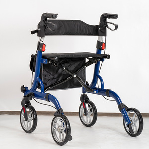 Déambulateur pour personnes âgées en alliage d'aluminium, 4 roues, frein à disque, pliable, avec siège et sac pour usage extérieur - Product Image 3