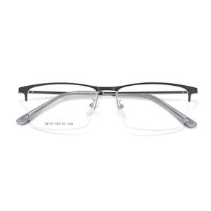 Voss Montures de lunettes demi-cerclées pour hommes 34793, verres en résine de taille moyenne, monture en alliage, design quadrilatéral linéaire - Product Image 1