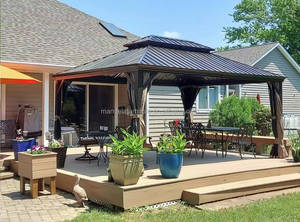 Gazebo con Estructura de Aluminio, Pérgola con Techo Doble de Metal, Muebles de Exterior, Pabellón con Techo Rígido, Protección Contra Mosquitos, Mandela 118 - Product Image 3