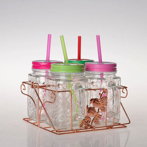 Clear Glass <strong>Mason</strong> <strong>Jar</strong> Mug With Handle Lid Straw 480Ml 16Oz Food Grade Juice Drink Water Bottle - Product Image 3