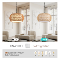 Luminaire suspendu de style farmhouse de 18 pouces avec hauteur réglable, luminaire suspendu en corde de jute tressée de style bohème (ampoule non incluse)