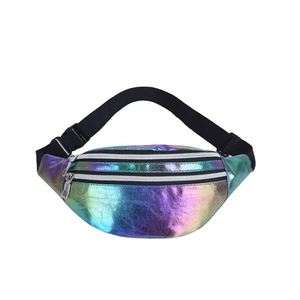 Wholesale Custom Logo Laser Women's Sports Fanny Pack Unique Shiny Holographic Waist Bag Zipper Closure PU <b>Material</b> Waterproof - Product Image 1