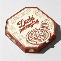 Boîte à pizza octogonale unique, structure rigide, contrôle de l'humidité, 12-16 pouces, emballage de livraison, logo personnalisé, certifiée FSC