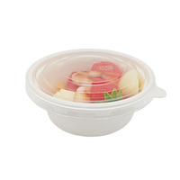 Bol en plastique PET réutilisable écologique de 12 oz avec couvercle transparent empilable jetable compatible micro-ondes pour restaurants, stockage de salades/soupes