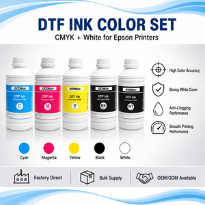 หมึกพิมพ์แบบถ่ายโอนความร้อน DTF CMYK สีขาว สูตรน้ำ 1000 มล. พิมพ์แบบ Direct to Film Transfer สำหรับงานพิมพ์ดิจิทัล ขายส่ง - Product Image 1