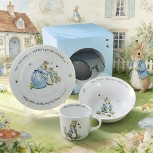Ensemble de vaisselle en céramique et porcelaine à thème dessin animé, 3 pièces (bol, assiette, tasse), compatible lave-vaisselle, écologique, portable, coffret cadeau pour la maison, souvenirs d'enfance - Product Image 1