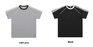 Camiseta deportiva para correr de malla transpirable de secado rápido 2025 para hombres y mujeres, patrón personalizado de cuello redondo a rayas a juego de colores - Product Image 4