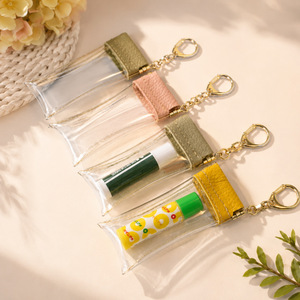 Japanese style transparent PVC lipstick storage <b>bag</b>, simple and portable <b>bag</b> hanger, <b>patchwork</b> makeup touch-up lipstick - Product Image 1