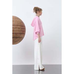 เสื้อสเวตเชิ้ตทรงหลวมสีชมพูสำหรับผู้หญิง ยี่ห้อ Soul พร้อมดีเทลซิปซ่อน เสื้อแขนยาวสวมใส่สบายสำหรับใส่ลำลอง - Product Image 2