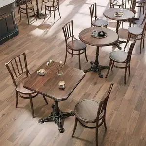 木质桌子和金属椅子套装咖啡店西餐厅酒吧商业家具
