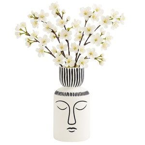 Jarrón de Cerámica con Diseño de Rostro, Blanco y Negro, Moderno, Decorativo, para Sala de Estar, Dormitorio, Oficina, Decoración del Hogar - Product Image 2