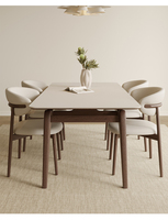Modernes und Schlichtes Esstisch- und Stuhlset aus Eschenschiefer für Gewerbe, Hotel und Zuhause, Massivholz-Couchtisch