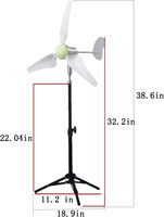 Support Pliant 50W Portable Micro Éolienne avec 3 Lames DC 1-24V Générateur Portable Sans Noyau pour Camping En Plein Air