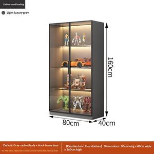 Vitrine d'exposition multifonctionnelle en acrylique transparent anti-poussière avec éclairage LED pour figurines, modèles réduits et jouets, gris - Product Image 6