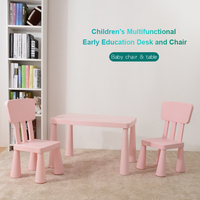 Vente directe d'usine plastique PP matériel bleu et rose Durable bébé Table et chaise ensemble pour les enfants jouant et apprenant