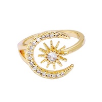 Bagues tendance tendance en or 18K Gemnel argent 925 avec décoration soleil et lune