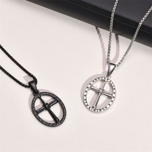 Collier tendance avec pendentif creux en acier inoxydable, motif baseball et croix - Product Image 5