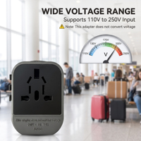 Adaptador de Viaje Universal con Enchufe Retráctil, USB Tipo C PD 20W, Carga Rápida, Resistente al Fuego, Certificado CE, RoHS, FCC, UKCA, para Reino Unido, UE, EE. UU., Australia