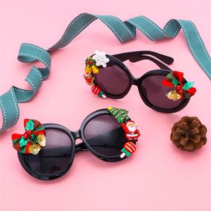 Рождественский подарок уникальные декоративные очки Санта-Клаус колокольчик олень носок Снежинка конфеты бант дерево кошачий глаз круглые солнцезащитные очки - Product Image 6