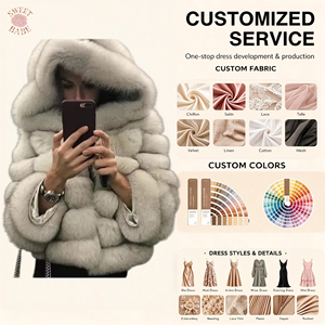 Manteau court à capuche en fausse fourrure pour femme, veste fourrée à rayures horizontales, épaisse et chaude, vêtement d'extérieur tendance pour l'hiver - Product Image 1