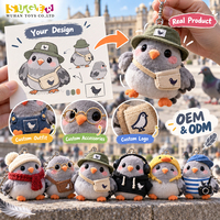 Porte-clés en peluche pigeon pour jours de pluie, breloques de sac de voyage en forme d'oiseau, vente en gros pour souvenirs de gare, cadeaux saisonniers et boutiques de cadeaux