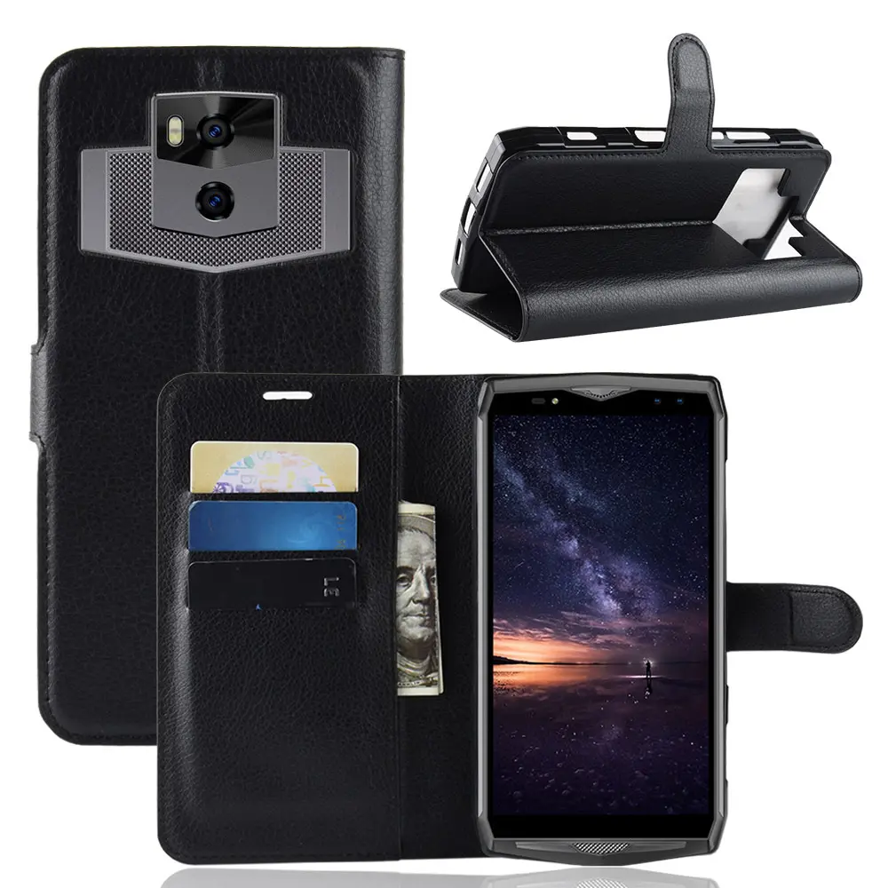 Pu Litchi Leather Wallet Flip Mobile Cell Phone Case For Ulefone Power 5