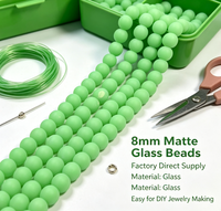 Perles de verre rondes mates givrées à pois vert citron, perles intercalaires lâches pour la fabrication de bijoux DIY (bracelets, colliers)