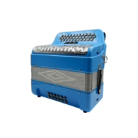 Accordéon Diatonique Professionnel Portable OEM 34 Boutons 12 Basses 3 Registres en Bois Bleu Clair avec Grille Argentée JB3412C
