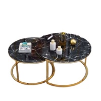 Table basse de salon moderne de style noir avec plateau en marbre ou en verre en option