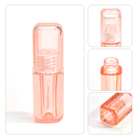 Tubes de gloss à lèvres vides en plastique transparent colorés et mignons de 4 ml, forme carrée, orange, avec logo personnalisé pour enfants