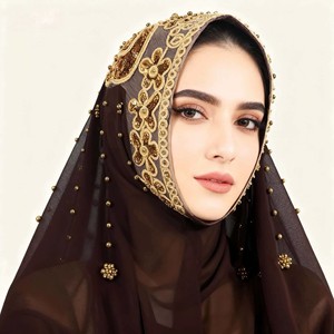 Nuevo Hiyab de Estilo Étnico para Mujeres Musulmanas, Hiyab Largo con Cuentas de Perlas y Chifón, Nuevo Diseño 2026 - Product Image 6