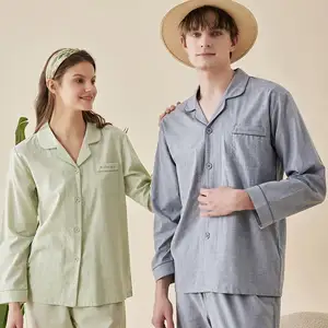 2023 고품질 공장 가격 코튼 여성 잠옷 슬리퍼 사용자 정의 일반 간단한 커플 잠옷