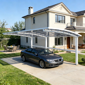 <span class=keywords><strong>Abri</strong></span> <span class=keywords><strong>pour</strong></span> 2 voitures au design moderne avec auvent en polycarbonate transparent, structure en aluminium <span class=keywords><strong>pour</strong></span> allée résidentielle et <span class=keywords><strong>jardin</strong></span> - Product Image 3