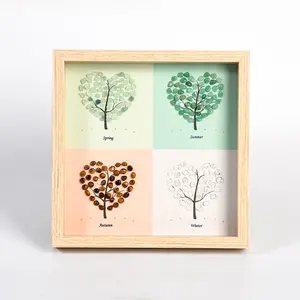 Passen Sie Bilderrahmen Raw Toumb Stone Heart Shaped Tree Kristall dekoration Moving New Tree Home Bilderrahmen an