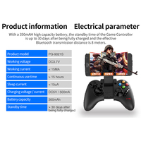 Manette de jeu mobile pour PC, contrôleur PUBGes Trigger Ipega PG-9021S, manette sans fil Bluetooth pour smartphone Android, iOS, boîte TV
