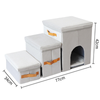 Escaleras Plegables de 3 Niveles para Mascotas con Caja de Almacenamiento, Escalera Antideslizante para Perros y Gatos para Cama, Sofá, Ventana, Escalones Portátiles para Mascotas Pequeñas