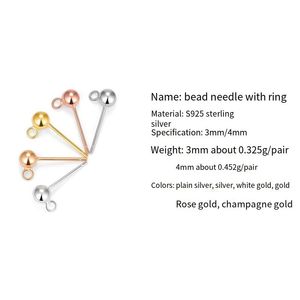 3/4mm <b>Beads</b> S925 Sterling <b>Silver</b> Earrings Accessories Diy Earrings Accessories with Circle <b>Bead</b> - Product Image 3