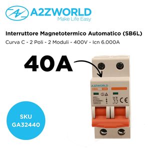 Interruttore Magnetotermico Automatico MCB 2P 2M 6000A Curva C IP20 AC 400V IEC60898-1 SB6L - Product Image 2