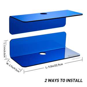 Ensemble de petites étagères murales flottantes en acrylique, 2 pièces, utilisation flexible, 9 pouces, adhésif, pour caméras de sécurité/haut-parleurs intelligents/caméras d'<span class=keywords><strong>action</strong></span> - Product Image 2
