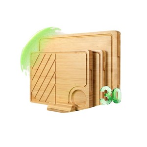 Ensemble de planches à découper en bambou rectangulaires avec rainures pour la cuisine - Product Image 5