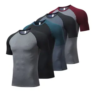 T Shirt para Ginásio Homens Compressão Da Aptidão Sweat-Wicking Secagem Rápida Correndo Treinamento Base Layer Sportswear High Stretch T-shirt Top