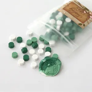 Sceaux de cire pour bricolage Tampon à mélanger Blanc Vert Couleurs Sceau de cire Perles de fusion Perles de cire à sceller 100 pcs