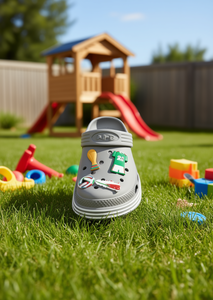 Zoccoli per Bambini con Spille Animate, Taglia 20, Strisce Nere, Punta Rotonda, Suola in EVA, Per Tutte le Stagioni, Tomaia in Plastica - Product Image 2