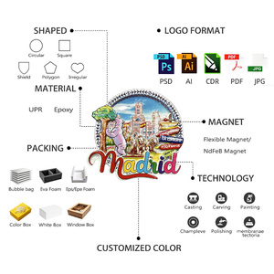 Imán de Resina Personalizado de <span class=keywords><strong>Madrid</strong></span>, España, con Diseño de Azulejos y Múltiples Lugares Emblemáticos, Recuerdo Turístico de Alta Calidad - Product Image 6