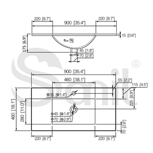 Lavabo de Cerámica Rectangular Delgado Blanco de un Solo Orificio, Moderno, con Certificación CUPC, para Baño - Product Image 6