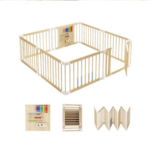 Corralitos Plegables Minimalistas de Madera Resistente para Bebés y Niños, Ideales para la Sala de Estar - Product Image 1