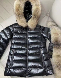 Chaqueta corta de plumón para mujer, versión premium, con cuello de piel de zorro, cinturón que estiliza la cintura, gruesa y cálida - Product Image 1